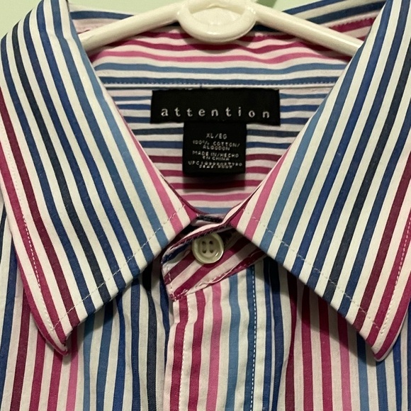Mens attention brand stripped button down shirt with one pocket size XL - Picture 3 of 8